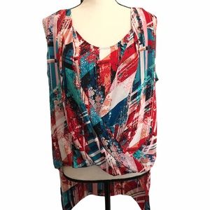 Bcbgmaxazria high low top multicolored size L